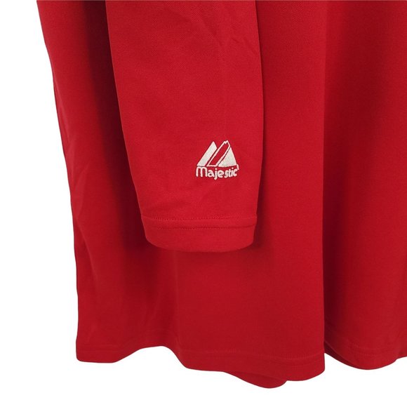 Majestic Cool Base Long Sleeve Shirt Mens Size L Pullover Red Baseball Athletic - Picture 6 of 9